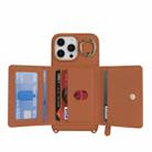 For iPhone XR Crossbody Zipper Wallet Ring Holder Litchi Leather Phone Case(Brown) - 3