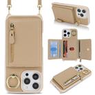 For iPhone XS Max Crossbody Zipper Wallet Ring Holder Litchi Leather Phone Case(Rose Gold) - 1