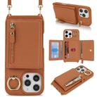 For iPhone XS Max Crossbody Zipper Wallet Ring Holder Litchi Leather Phone Case(Brown) - 1