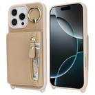 For iPhone 11 Crossbody Zipper Wallet Ring Holder Litchi Leather Phone Case(Rose Gold) - 2