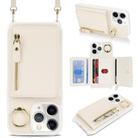 For iPhone 11 Pro Crossbody Zipper Wallet Ring Holder Litchi Leather Phone Case(Apricot) - 1