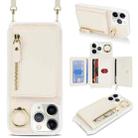 For iPhone 11 Pro Max Crossbody Zipper Wallet Ring Holder Litchi Leather Phone Case(Apricot) - 1