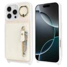 For iPhone 12 / 12 Pro Crossbody Zipper Wallet Ring Holder Litchi Leather Phone Case(Apricot) - 2