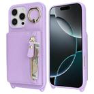 For iPhone 13 Pro Max / 12 Pro Max Crossbody Zipper Wallet Ring Holder Litchi Leather Phone Case(Purple) - 2
