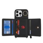 For iPhone 13 Pro Max / 12 Pro Max Crossbody Zipper Wallet Ring Holder Litchi Leather Phone Case(Black) - 3