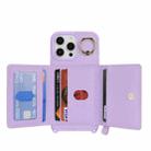 For iPhone 13 mini Crossbody Zipper Wallet Ring Holder Litchi Leather Phone Case(Purple) - 3