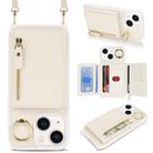 For iPhone 14 / 13 Crossbody Zipper Wallet Ring Holder Litchi Leather Phone Case(Apricot) - 1