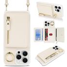 For iPhone 15 Pro Crossbody Zipper Wallet Ring Holder Litchi Leather Phone Case(Apricot) - 1