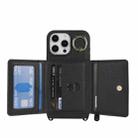 For iPhone 15 Pro Max Crossbody Zipper Wallet Ring Holder Litchi Leather Phone Case(Black) - 3