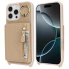 For iPhone 16 Plus Crossbody Zipper Wallet Ring Holder Litchi Leather Phone Case(Rose Gold) - 2