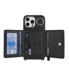 For iPhone 16 Plus Crossbody Zipper Wallet Ring Holder Litchi Leather Phone Case(Black) - 3