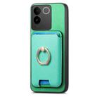 For vivo iQOO Neo9 /9 Pro 5G Retro Cross Leather Ring Vertical Insert Card Bag MagSafe Phone Case(Green) - 2