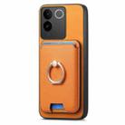 For vivo S20 Retro Cross Leather Ring Vertical Insert Card Bag MagSafe Phone Case(Yellow) - 2