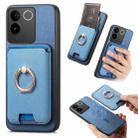 For vivo S20 Retro Cross Leather Ring Vertical Insert Card Bag MagSafe Phone Case(Blue) - 1