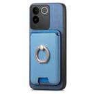 For vivo S20 Pro Retro Cross Leather Ring Vertical Insert Card Bag MagSafe Phone Case(Blue) - 2