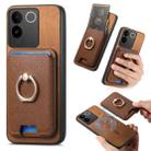 For vivo S20 Pro Retro Cross Leather Ring Vertical Insert Card Bag MagSafe Phone Case(Brown) - 1