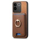 For vivo S20 Pro Retro Cross Leather Ring Vertical Insert Card Bag MagSafe Phone Case(Brown) - 2