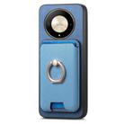 For Honor Magic6 Pro 5G Retro Cross Leather Ring Vertical Insert Card Bag MagSafe Phone Case(Blue) - 2