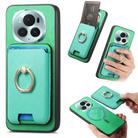 For Honor Magic6 Pro 5G Retro Cross Leather Ring Vertical Insert Card Bag MagSafe Phone Case(Green) - 1