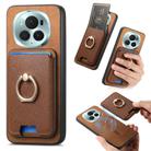 For Honor Magic6 Pro 5G Retro Cross Leather Ring Vertical Insert Card Bag MagSafe Phone Case(Brown) - 1