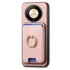 For Honor X50 Pro 5G Retro Cross Leather Ring Vertical Insert Card Bag MagSafe Phone Case(Pink) - 2
