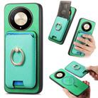For Honor X9b / Magic6 Lite Retro Cross Leather Ring Vertical Insert Card Bag MagSafe Phone Case(Green) - 1