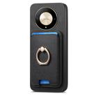 For Honor X9b / Magic6 Lite Retro Cross Leather Ring Vertical Insert Card Bag MagSafe Phone Case(Black) - 2