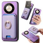 For Honor X50 Retro Cross Leather Ring Vertical Insert Card Bag MagSafe Phone Case(Purple) - 1