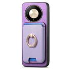 For Honor X50 Retro Cross Leather Ring Vertical Insert Card Bag MagSafe Phone Case(Purple) - 2