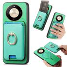 For Honor X50 Retro Cross Leather Ring Vertical Insert Card Bag MagSafe Phone Case(Green) - 1
