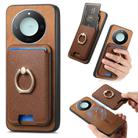 For Honor X60 5G Retro Cross Leather Ring Vertical Insert Card Bag MagSafe Phone Case(Brown) - 1