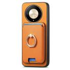 For Honor X60 Pro 5G Retro Cross Leather Ring Vertical Insert Card Bag MagSafe Phone Case(Yellow) - 2