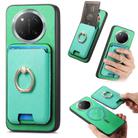 For Honor X60 Pro 5G Retro Cross Leather Ring Vertical Insert Card Bag MagSafe Phone Case(Green) - 1