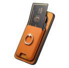 For Honor X9C Retro Cross Leather Ring Vertical Insert Card Bag MagSafe Phone Case(Yellow) - 3