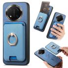 For Honor X9C Retro Cross Leather Ring Vertical Insert Card Bag MagSafe Phone Case(Blue) - 1