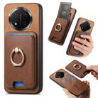For Honor X9C Retro Cross Leather Ring Vertical Insert Card Bag MagSafe Phone Case(Brown) - 1
