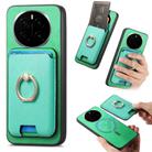 For Honor Magic7 Retro Cross Leather Ring Vertical Insert Card Bag MagSafe Phone Case(Green) - 1