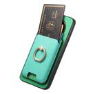 For Honor Magic7 Pro Retro Cross Leather Ring Vertical Insert Card Bag MagSafe Phone Case(Green) - 3
