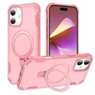 For iPhone 16 Plus Yingcai Gears MagSafe Holder Shockproof Phone Case(Pink) - 1