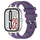 For Redmi Watch 5 / Xiaomi Smart Band 9 Pro Silver Metal Connector Silicone Watch Band(Purple) - 1
