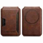 Suteni S3 Cowhide Textured MagSafe Magnetic Card Case(Brown) - 1