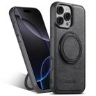 For iPhone 16 Pro Suteni G3 360 Rotation Holder MagSafe Denim Leather Back Phone Case(Black) - 1