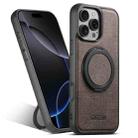 For iPhone 16 Pro Suteni G3 360 Rotation Holder MagSafe Denim Leather Back Phone Case(Brown) - 1