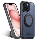 For iPhone 15 Plus Suteni G3 360 Rotation Holder MagSafe Denim Leather Back Phone Case(Blue) - 1