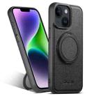 For iPhone 14 Plus Suteni G3 360 Rotation Holder MagSafe Denim Leather Back Phone Case(Black) - 1
