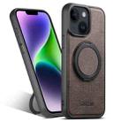 For iPhone 14 Plus Suteni G3 360 Rotation Holder MagSafe Denim Leather Back Phone Case(Brown) - 1