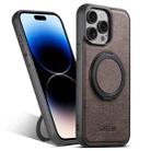 For iPhone 14 Pro Suteni G3 360 Rotation Holder MagSafe Denim Leather Back Phone Case(Brown) - 1