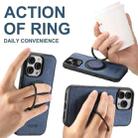 For iPhone 14 Pro Suteni G3 360 Rotation Holder MagSafe Denim Leather Back Phone Case(Blue) - 3