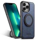 For iPhone 13 Pro Max Suteni G3 360 Rotation Holder MagSafe Denim Leather Back Phone Case(Blue) - 1