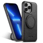 For iPhone 13 Pro Suteni G3 360 Rotation Holder MagSafe Denim Leather Back Phone Case(Black) - 1